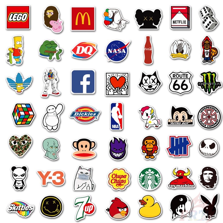 100Pcs/Set ❉ Fashion Brand Logo Mixed Cool HipHop Graffiti Stickers ❉ Waterproof DIY Fashion Decals Doodle Stickers
