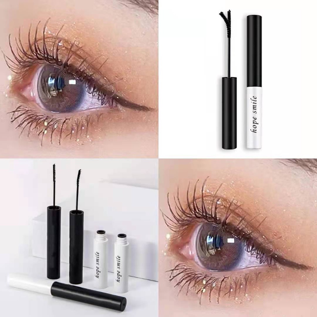 Mascara Siêu Mịn Màu Đen Và Trắng Chống Thấm Nước Làm Dài Dày Và Cong Mi Đầu Cọ Mảnh Không Nhòe