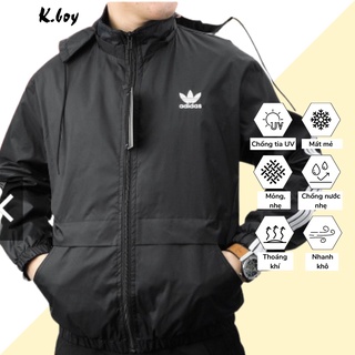 Áo khoác nam vải dù cao cấp Kboy Shop Áo gió nam đẹp có mũ, vải co giãn, mềm mịn, chống nắng, chống nước - K01
