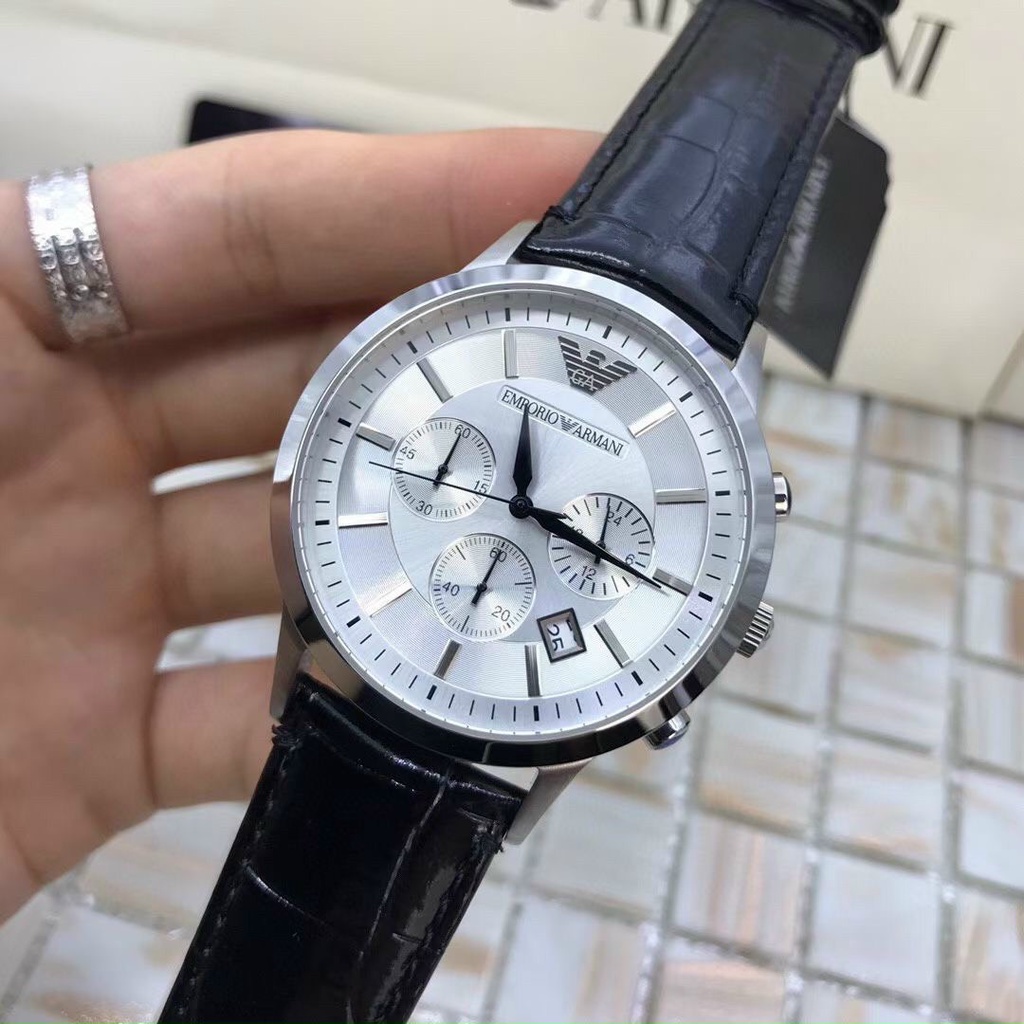 Đồng Hồ Nam Emporio.Armani Chạy Full Kim Dây Da Cao Cấp