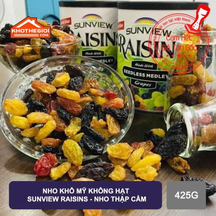 Nho khô mỹ không hạt Sunview Raisins Mỹ 425g { Luôn Cập Nhật DATE mới }