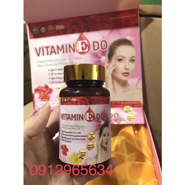 Viên uống Vitamin E đỏ bổ sung dưỡng chất cho cơ thể giúp da sáng đẹp ngăn nám sạm da hiệu quả an toàn chính hãng 60v