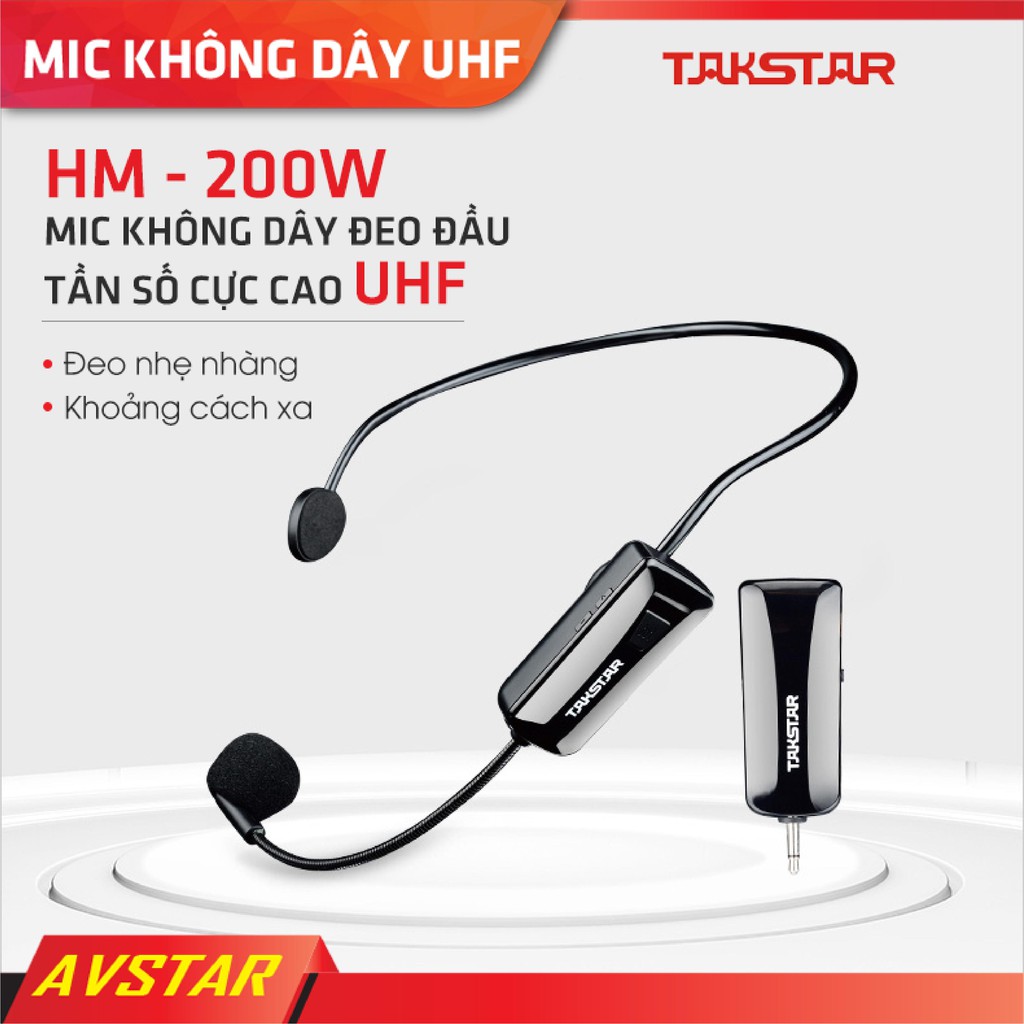 Micro mic không dây đeo tai sử dụng sóng UHF cao cấp