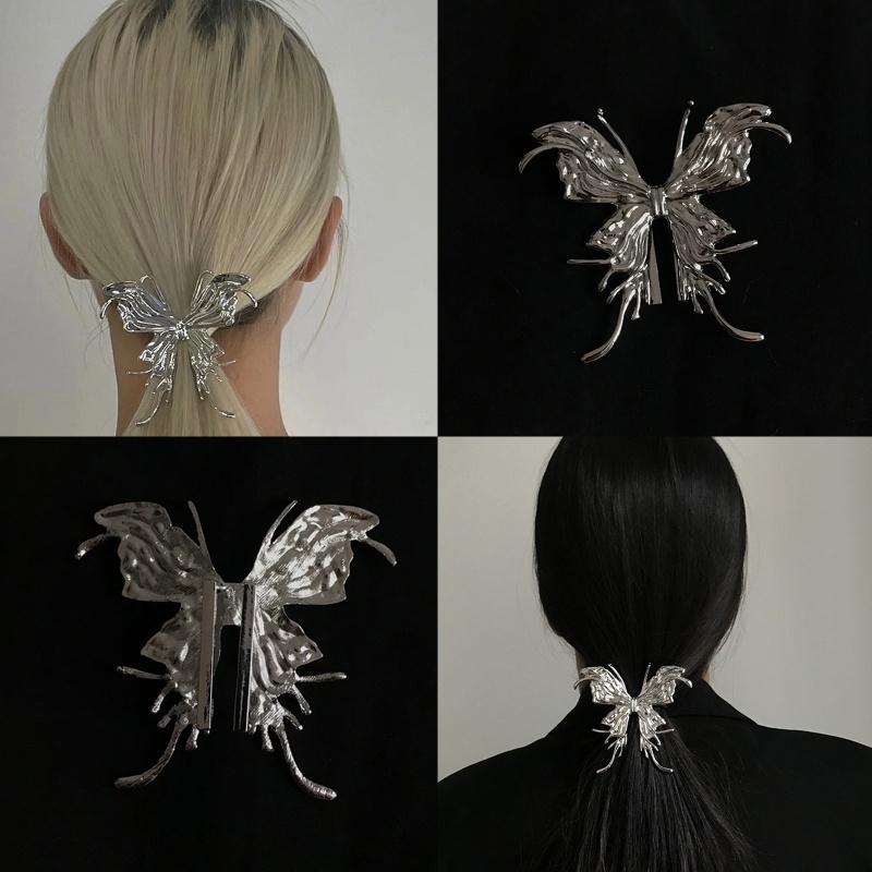Kẹp Tóc Kim Loại Dạng Lỏng Hình Bướm Thời Trang