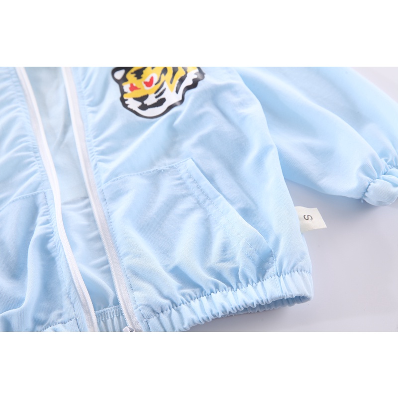 Áo Khoác Chống Nắng Tay Dài Có Khóa Kéo In Họa Tiết Hoạt Hình Kích Thước 80-120cm Thời Trang Mùa Hè Cho Bé