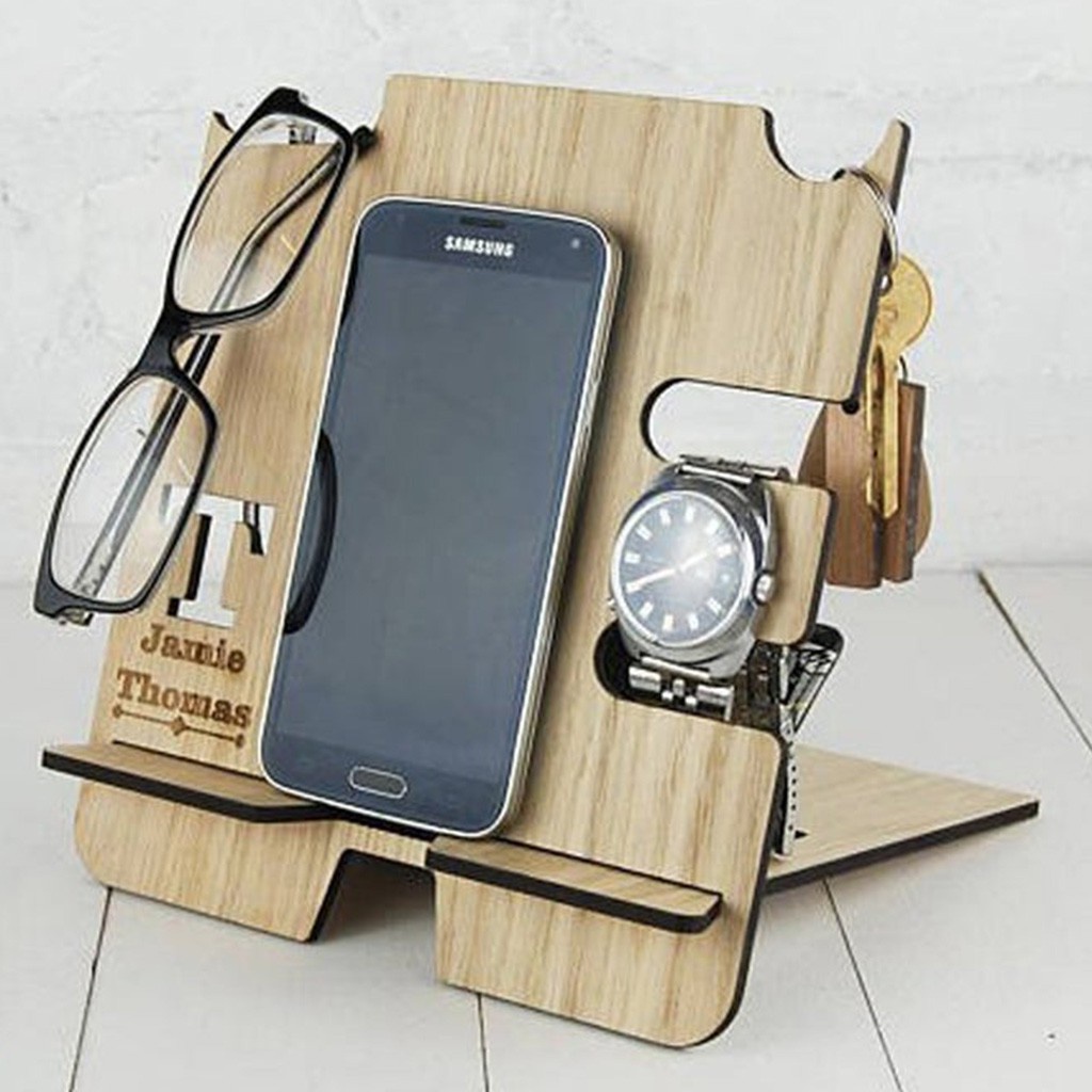 Kệ Gỗ Đa Năng - Kệ Điện Thoại, Đồng Hồ, Kính Mắt - Trang Trí Decor Bàn Làm Việc - Wooden Docking Station