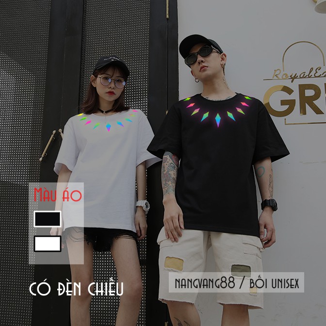 Áo Thun Tay Lỡ Báo Đen Thiết Kế Phản quang 7 màu