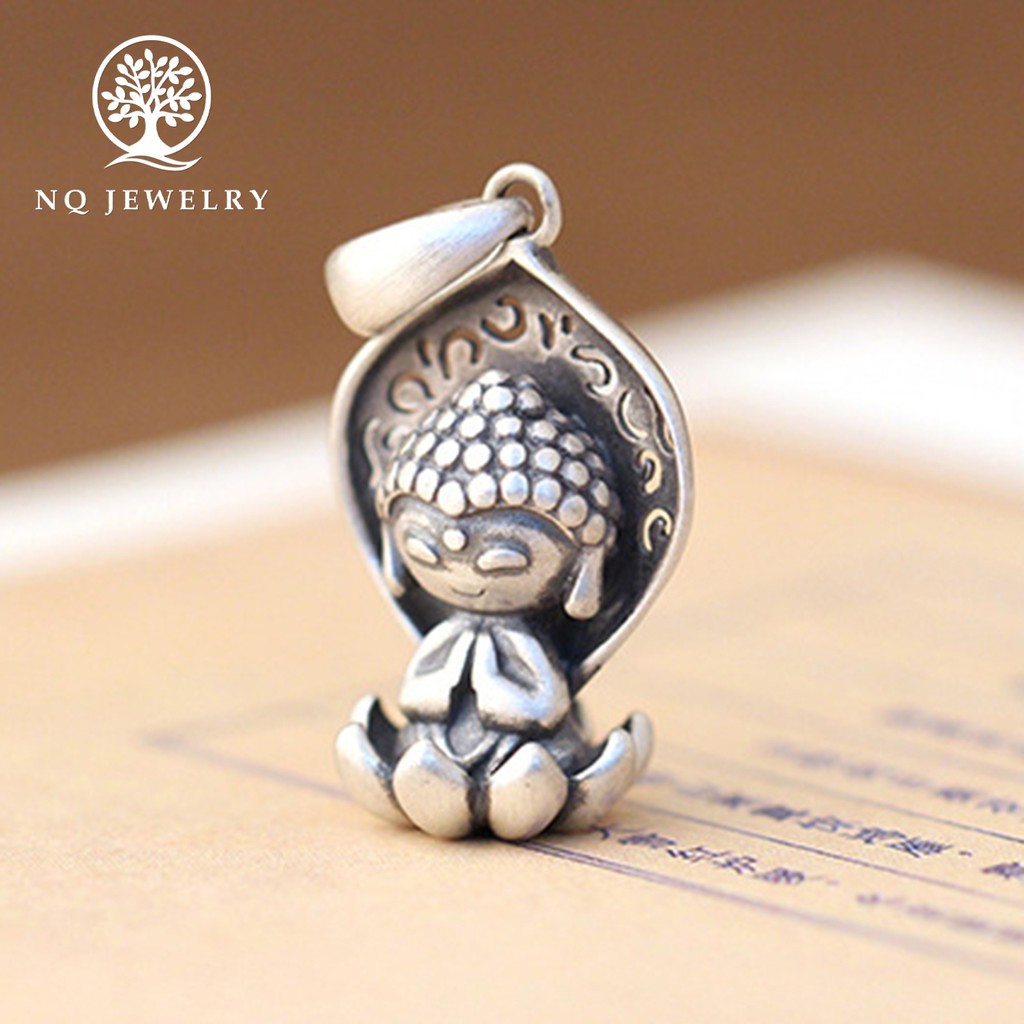 Charm bạc phật ngồi đài sen treo - Mặt dây chuyền bạc phật ngồi đài sen NQ Jewelry