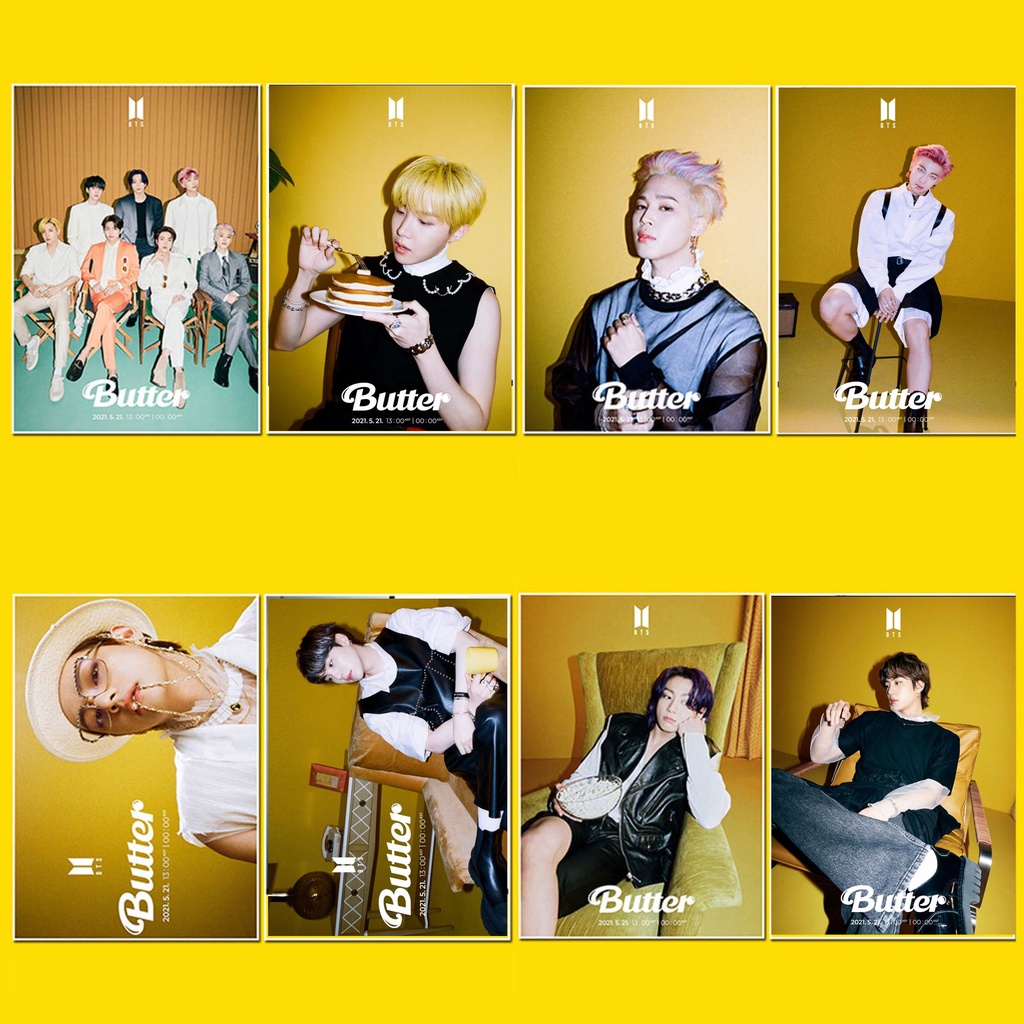 (nhiều mẫu mới nhất) 8 Poster A4 BUTTER BTS
