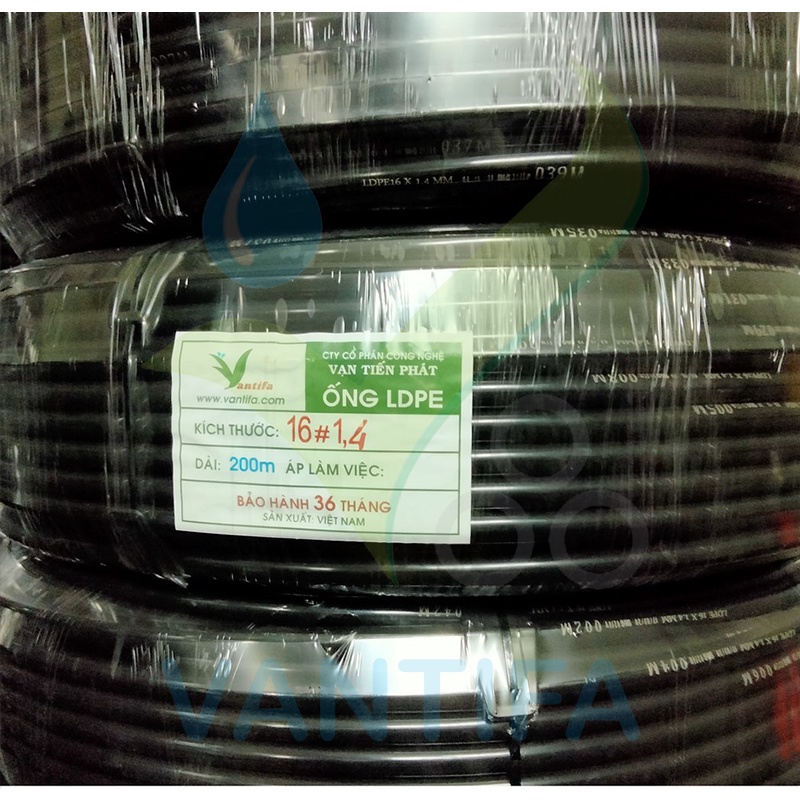 Cuộn 50M Ống LDPE 16mm 16x1.4 PN 8Bar VANTIFA tưới cây phun mưa, nhỏ giọt