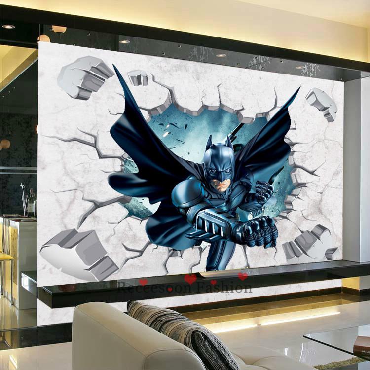 Sticker dán tường trang trí hình Batman kiểu 3D