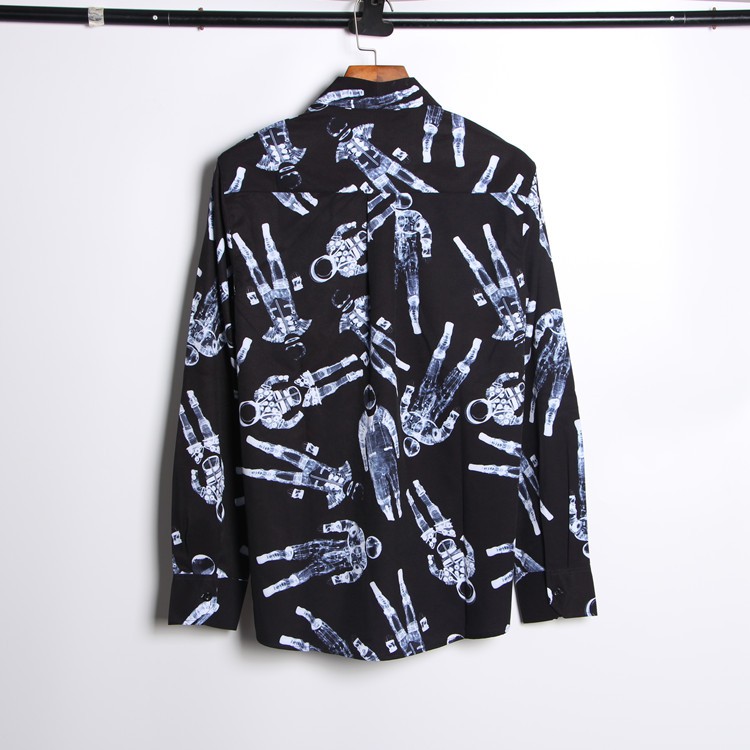 Áo sơ mi đen giống GDRAGON họa tiết phi hành gia mùa xuân thu