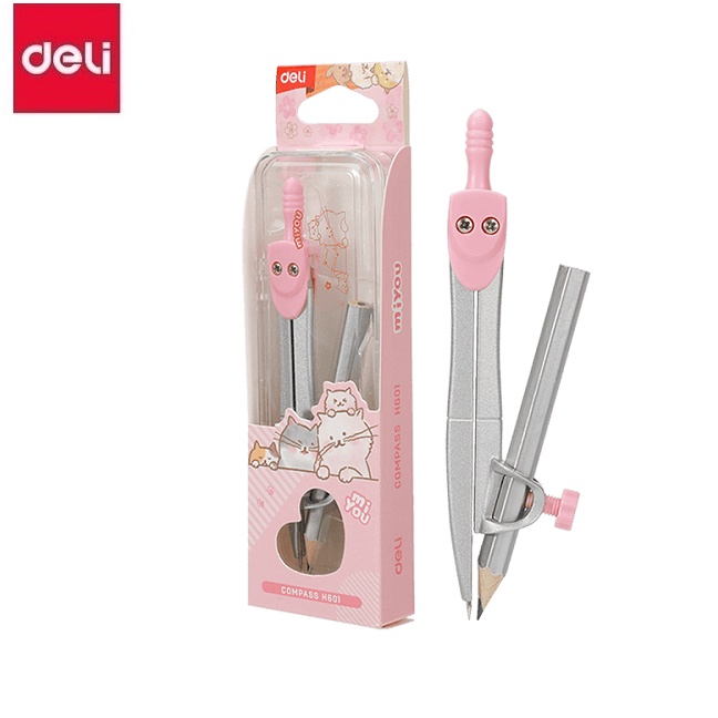 Compa chì gỗ Deli H601 / Compass học sinh dùng chì gỗ dễ sử dụng 601