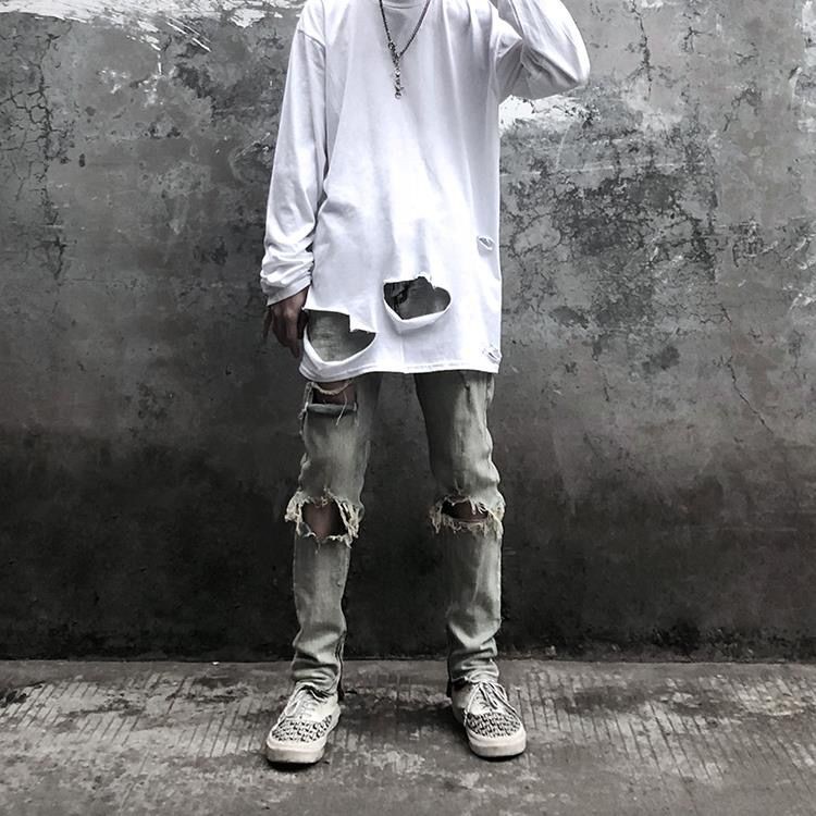 Áo thun tay dài dáng rộng phong cách hiphop Hàn Quốc dành cho nam | BigBuy360 - bigbuy360.vn