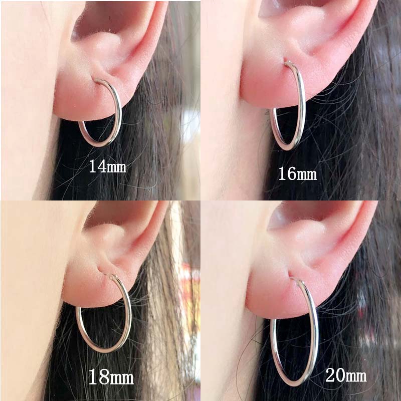 1 Đôi Bông Tai Mạ Bạc Hình Tròn Đơn Giản 1.6mm