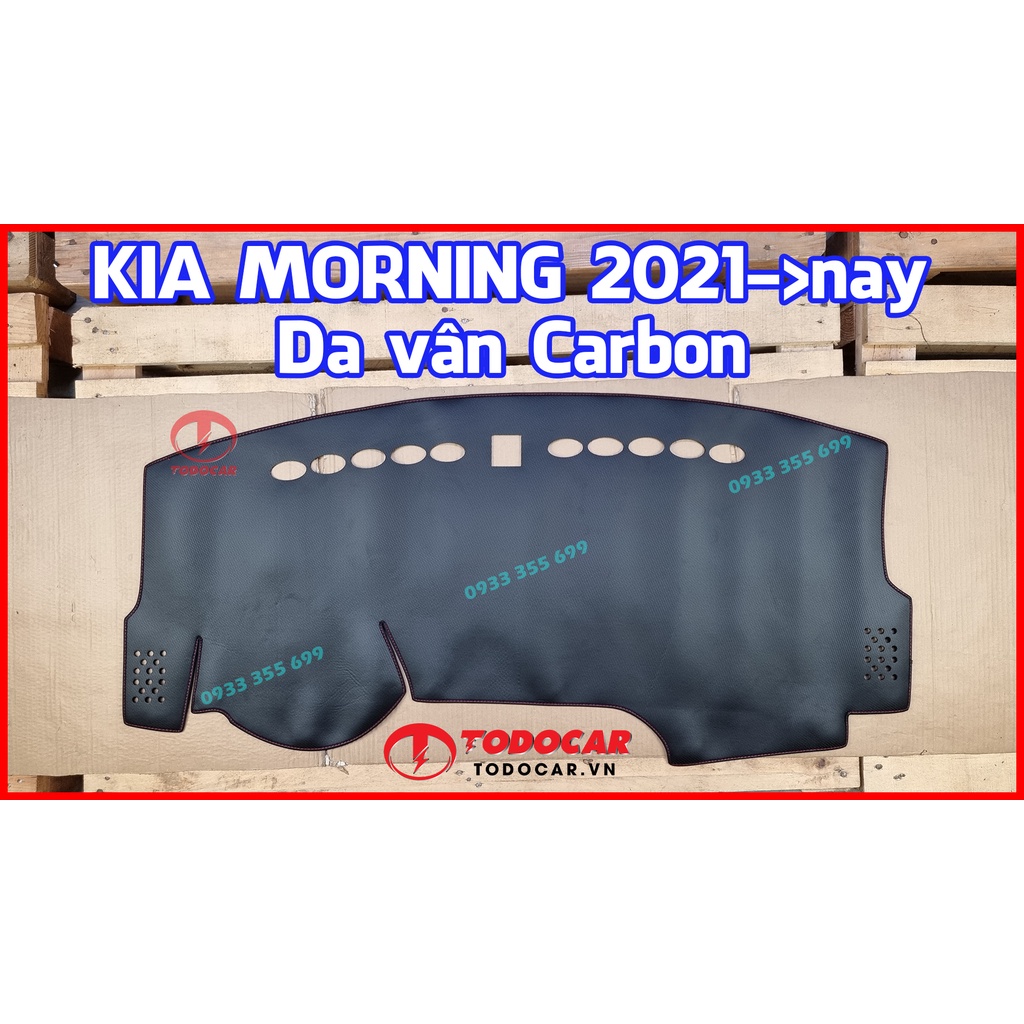 Thảm Taplo KIA MORNING bằng Nhung lông Cừu, Da vân Carbon, Da vân Gỗ