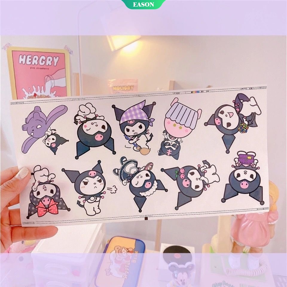 SANRIO Bộ 10 Miếng Dán Trang Trí Laptop Họa Tiết Hoạt Hình Hello Kitty Dễ Thương