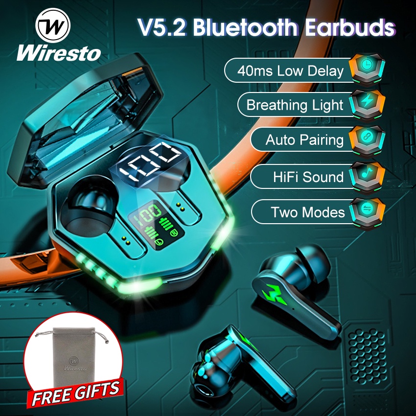 Tai nghe nhét tai không dây WIRESTO âm thanh hifi kèm phụ kiện