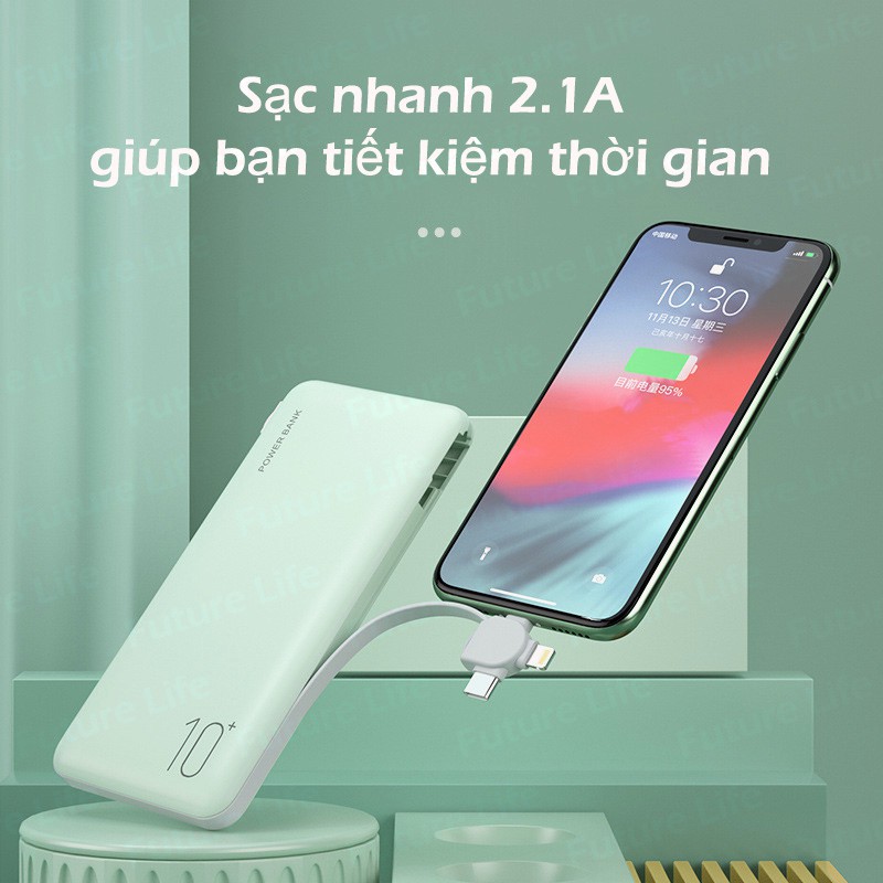Sạc Dự Phòng 10000mAh,Bảo hành 12Tháng, Đèn Led Hiển Thị Pin, 2 Cổng Sạc USB, Chính Hãng Remax WK-16