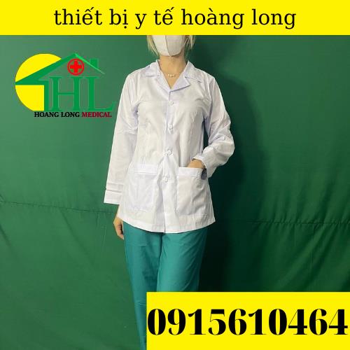 Áo Blouse (Blue) Y Tá Nam/Nữ Dài Tay Dáng Ngắn