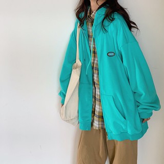 (HÀNG SẴN) Áo khoác nỉ nữ có mũ màu xanh vintage nổi bật style Hàn Quốc - Kèm ảnh thật