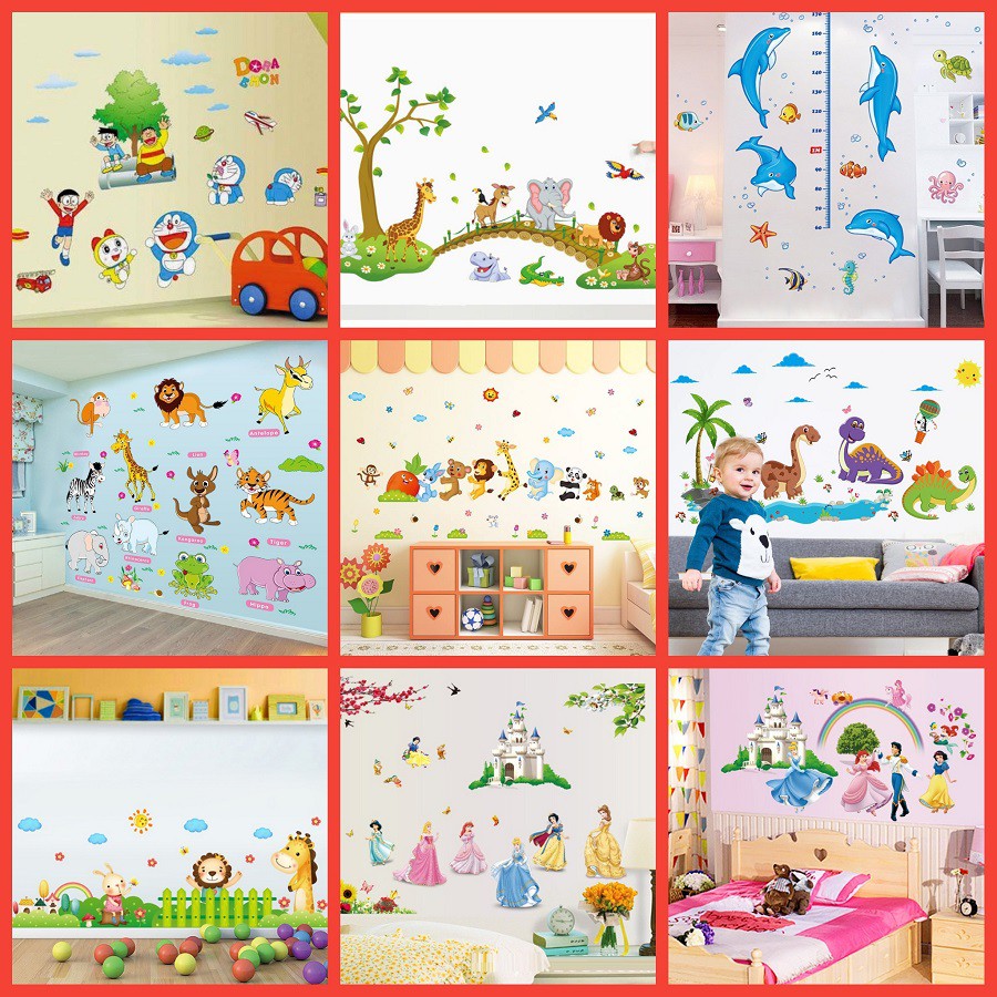 [ NHIỀU MẪU HOT ] Decal dán tường cho bé-Tranh decal dán tường trang trí phòng cho bé