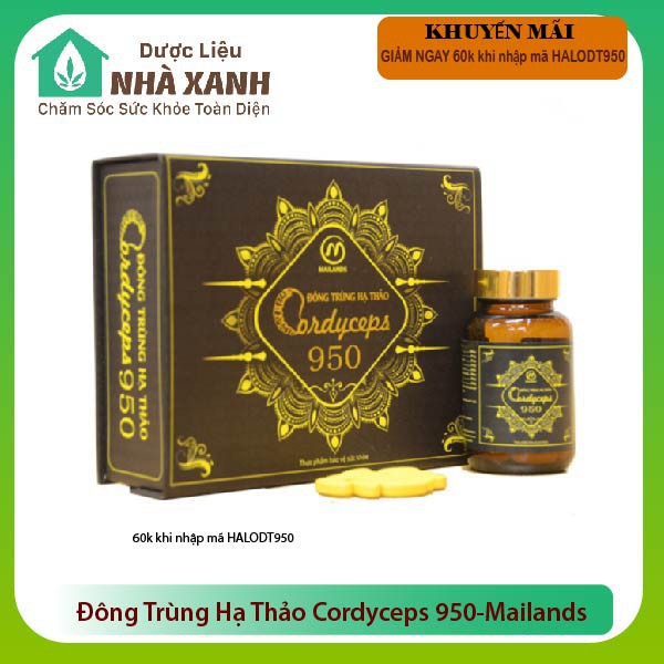 [Giảm ngay 60k khi nhập mã HALODT950] - Đông Trùng Hạ Thảo Cordyceps 950-Mailands-Bồi bổ sức khỏe, Bổ thận