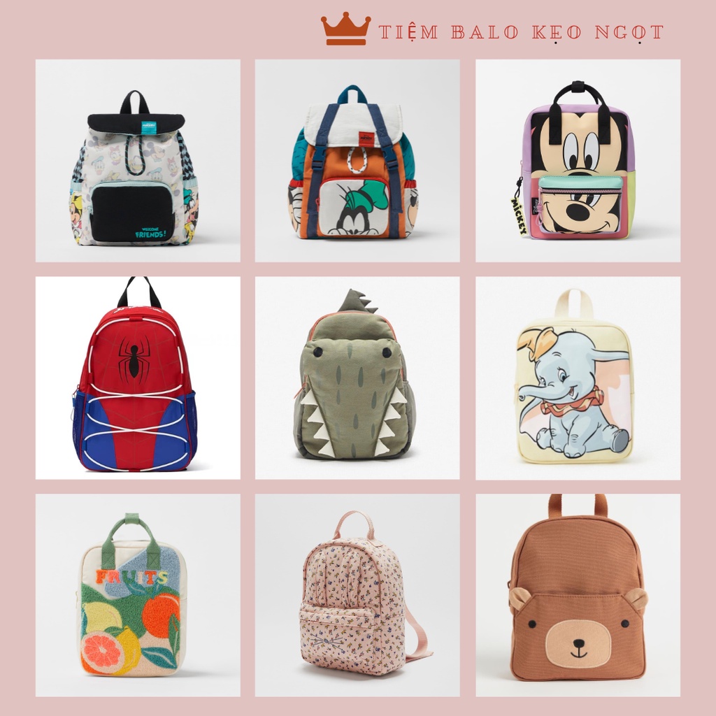 Balo cho bé mẫu giáo. Balo bé trai bé gái kiểu dáng kích thước đa dạng phong phú cho bé