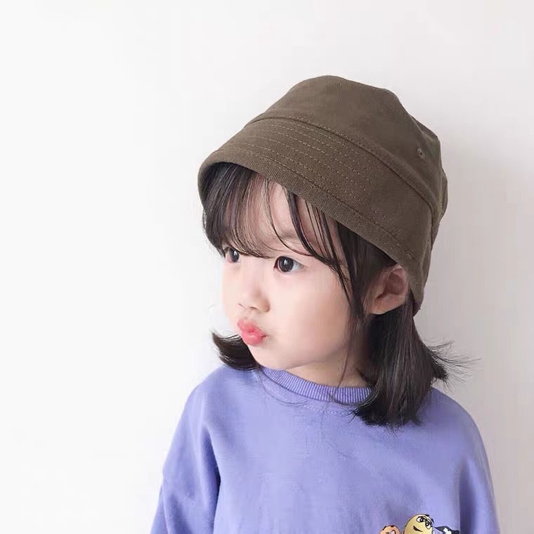 Mũ ngư dân trẻ em màu trơn đỉnh phẳng thời trang mùa xuân phong cách Nhật Bản