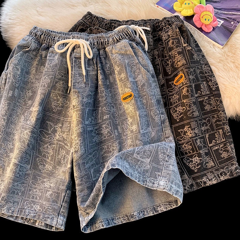 Quần Short Denim Mỏng Dáng Rộng Cỡ Lớn Thời Trang Trẻ Trung Cho Nam