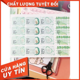 Nhãn vở bơ xanh toàn bơ A1