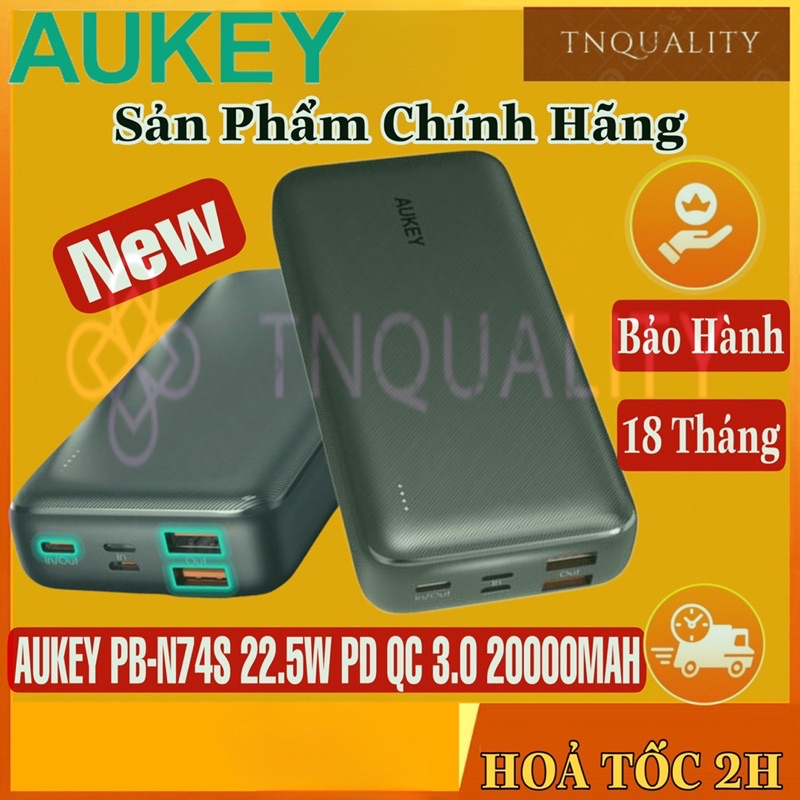 PIN SẠC DỰ PHÒNG AUKEY PB-N74S BASIX PLUS 22.5W PD QC 3.0 20000MAH