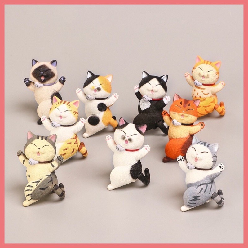 Set 9 tượng mô hình mèo béo ú oà 5cm