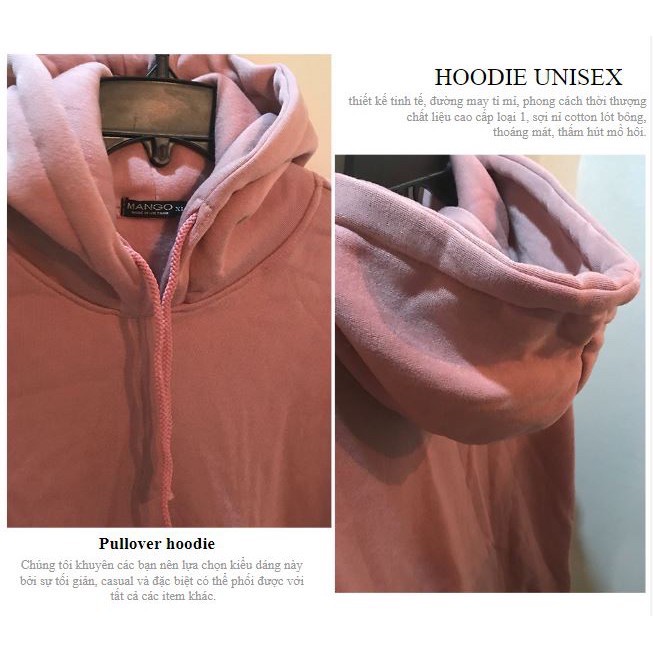 Áo khoác hoodie nữ unisex Trơn bst 10 màu sắc - Áo khoác nỉ chui đầu nón (Màu 1 đến 10)