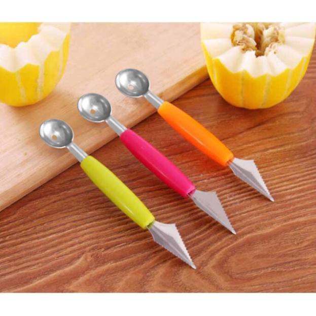Dao 2 đầu tỉa củ, hoa quả, dụng cụ tạo hình cắt trái cây inox 304 chống gỉ SAMI KIDS