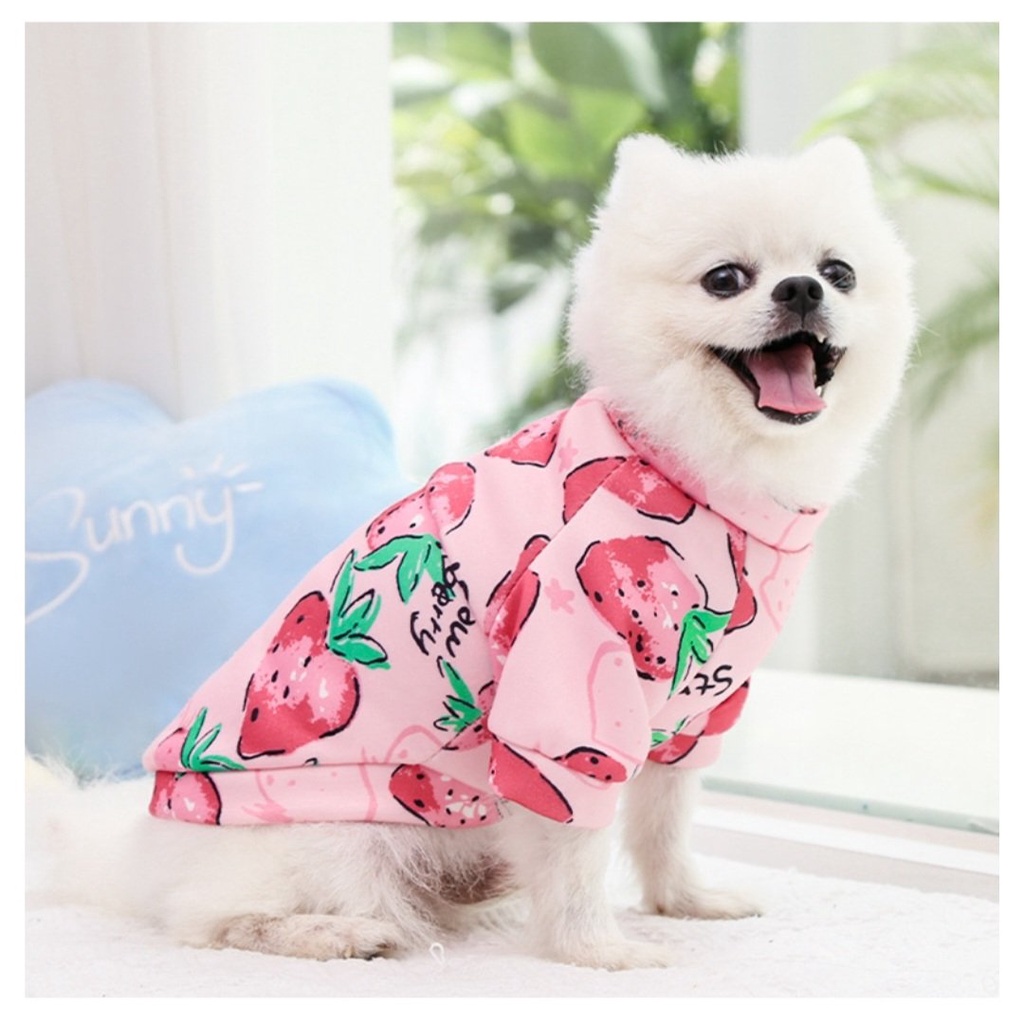 Áo nỉ có tay màu Hồng dâu tây dành cho các cô nàng Cún Miu sành điệu nữ tính - Hàng xuất siêu xịn