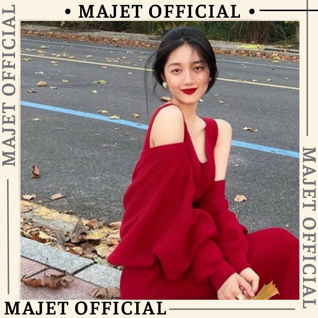 Đầm Body Tay Dài váy hai mảnh áo len Majet