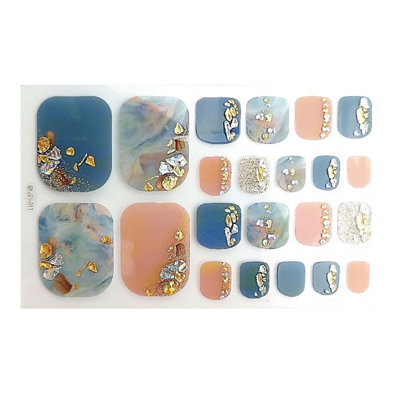 1 Tờ Nhãn Dán Móng Chân / Móng Chân Tự Dính Họa Tiết 3D Lấp Lánh DIY