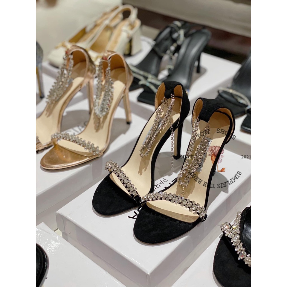 GIÀY CAO GÓT TOTIIE STORE - GUỐC NỮ QUAI NGANG MẢNH ĐÍNH HẠT - GIÀY THỜI TRANG BÍT GÓT KHÓA CÀI 9 PHÂN - G2207600