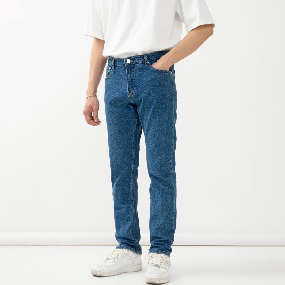 OWL BRAND® BASIC SLIM JEANS - Quần jeans dài ống suông / Xanh đậm