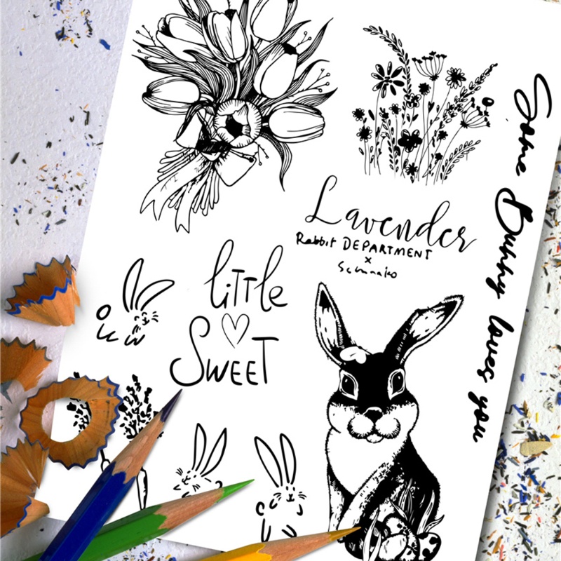 Con Dấu Silicon Trong Suốt Hình Thỏ Và Hoa Trang Trí Album Ảnh Thẻ