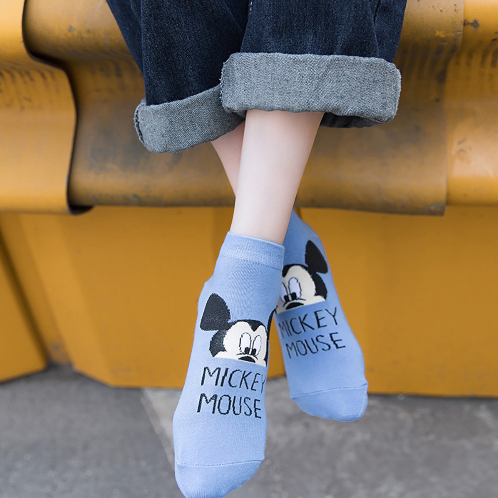 Set 5 đôi Tất vớ unisex cổ ngắn Vịt donald, Chuột Mickey, Cún Pluto phong cách trẻ trung Micado
