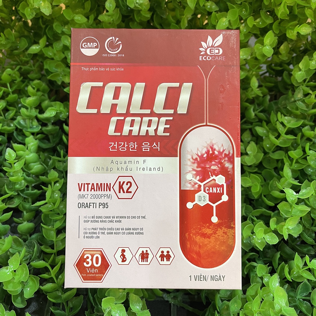 Viên uống bổ xung can xi Calci Care Bổ xung canxi và vitamin D3 cho cơ thể giúp xương chắc khỏe Hộp 30 viên