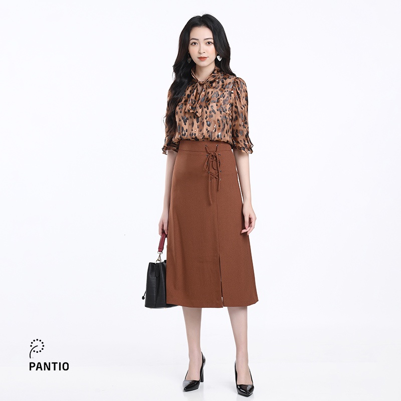 Áo sơ mi chất liệu lụa mỏng  thiết kế nơ ở cổ áo dáng suông FAS12534- PANTIO