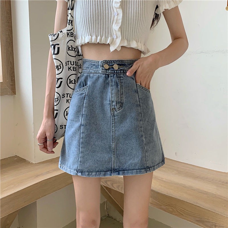 Chân Váy Jean Chữ A Lưng Cao Thời Trang Hàn Quốc Cho Nữ | BigBuy360 - bigbuy360.vn