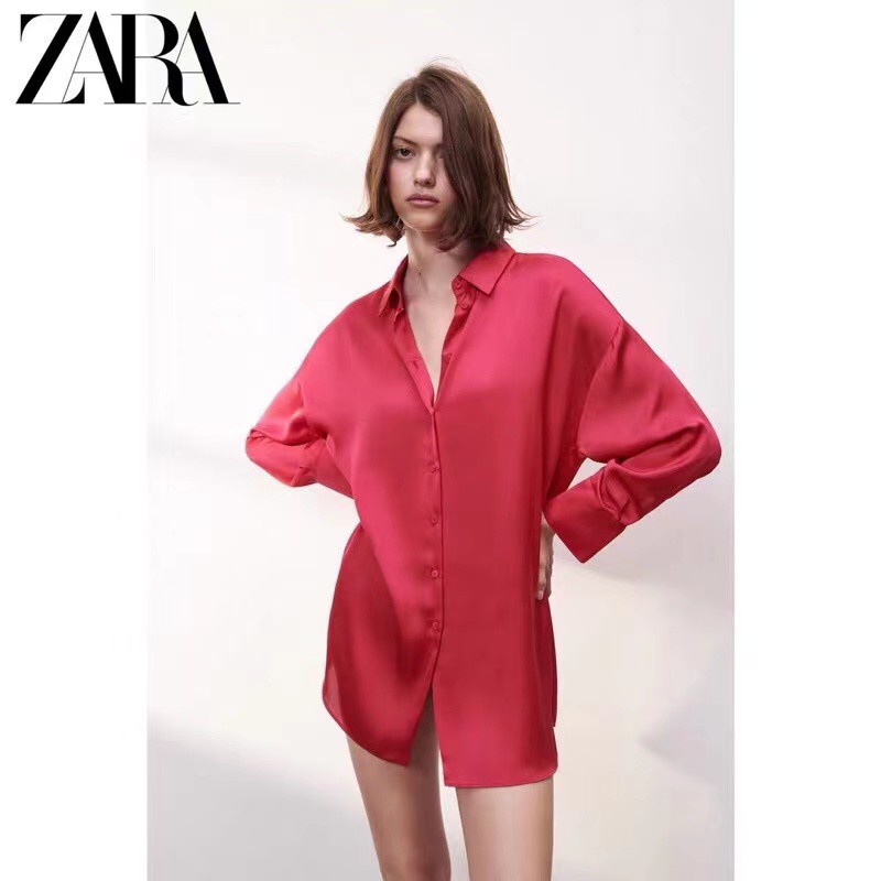 Áo Sơ Mi Hoa ZARA 2022 Có Nắp Đậy