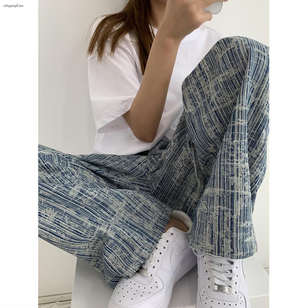 Quần denim mỏng ống rộng lưng cao thiết kế thời trang cho nữ 2022