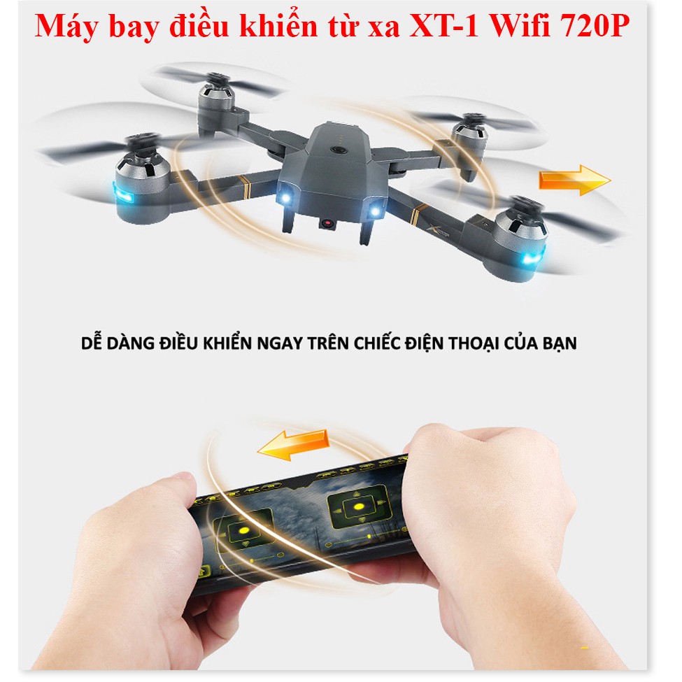 Flycam Mini XT-1 ✔chính hãng✔️ Kết nối Wifi 2.4 GHz quay phim, chụp ảnh Full HD 720P, Chống rung. | BigBuy360 - bigbuy360.vn