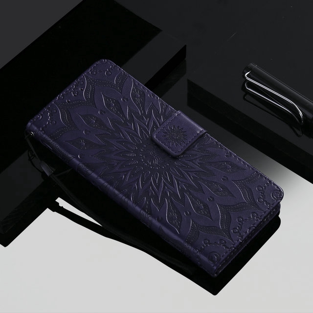 Bao da điện thoại dạng ví nắp lật khắc hình hoa 3D cho Samsung A41 2020