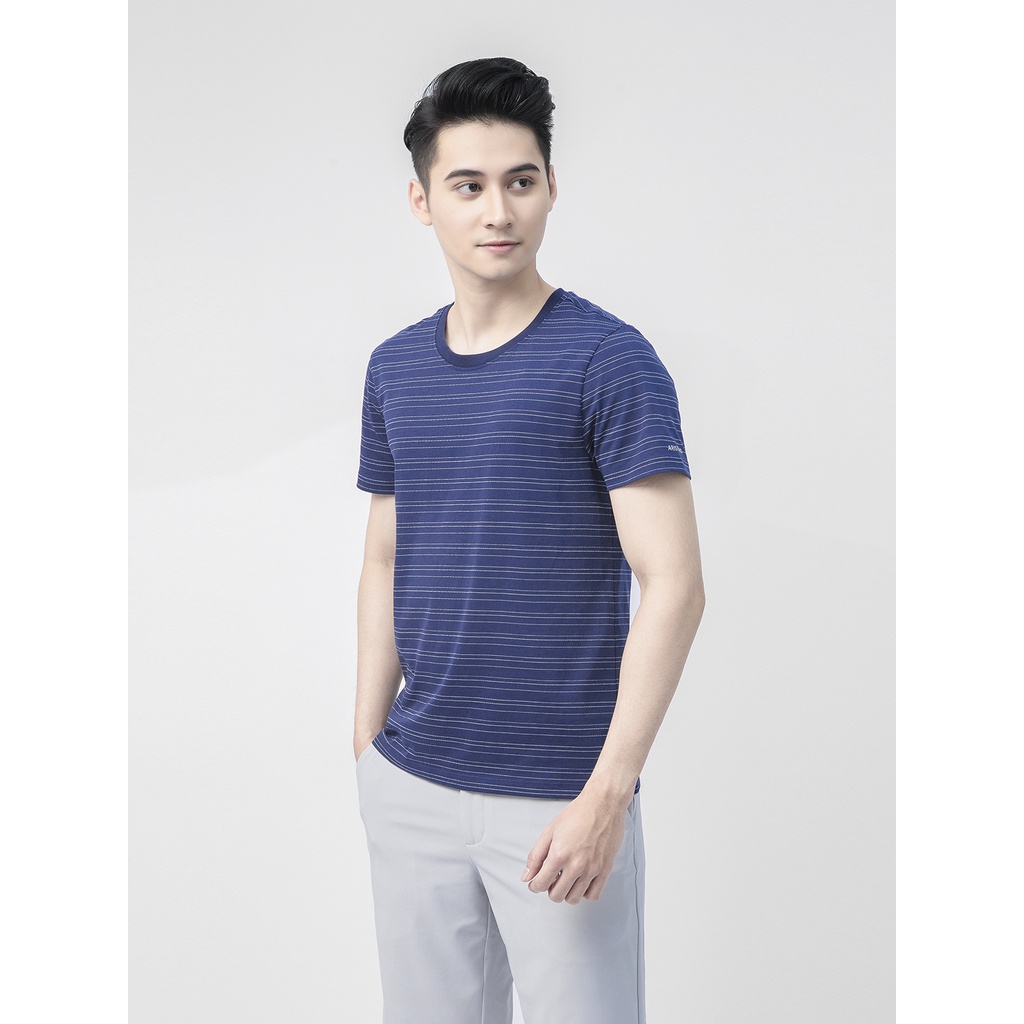 Áo thun nam cổ tròn Aristino họa tiết kẻ trẻ trung, năng động - ATS017S1